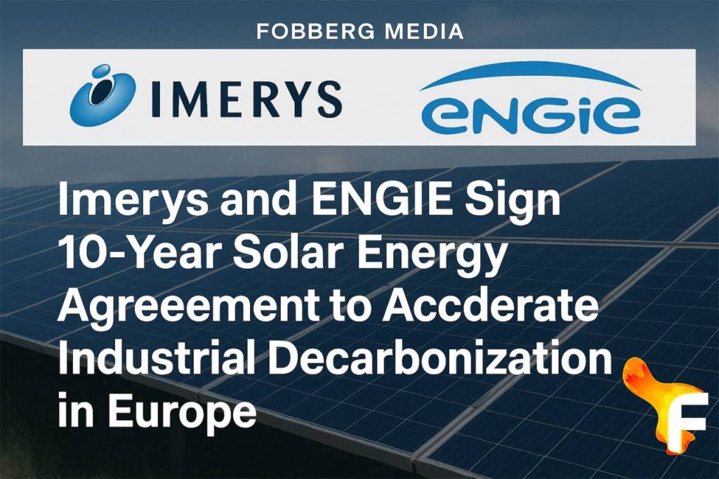 Solar panels with Imerys and ENGIE logos, illustrating a 10-year corporate solar energy agreement to support industrial decarbonization across Europe.