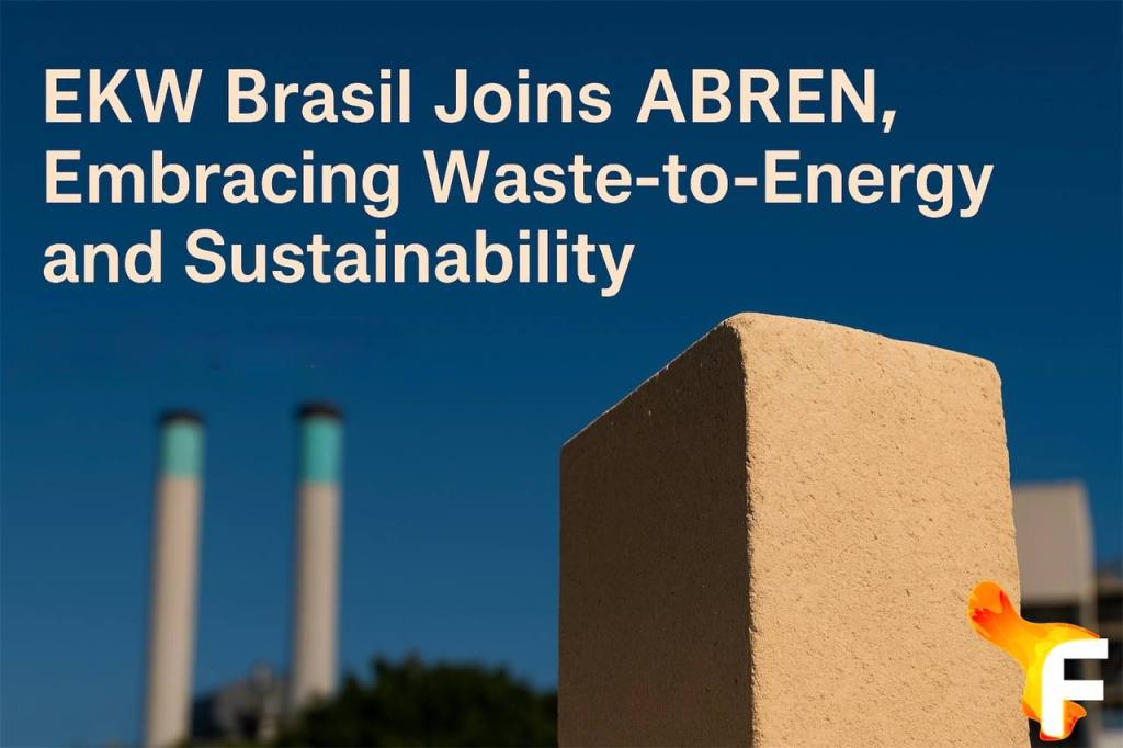 Refractory brick with industrial chimneys in the background, illustrating EKW Brasil’s commitment to sustainable waste-to-energy initiatives